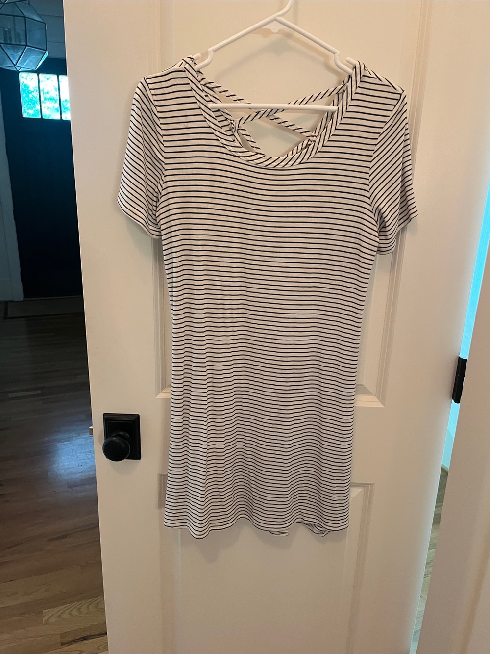 Olivia Rae White and Black Striped Short Sleeve Dress